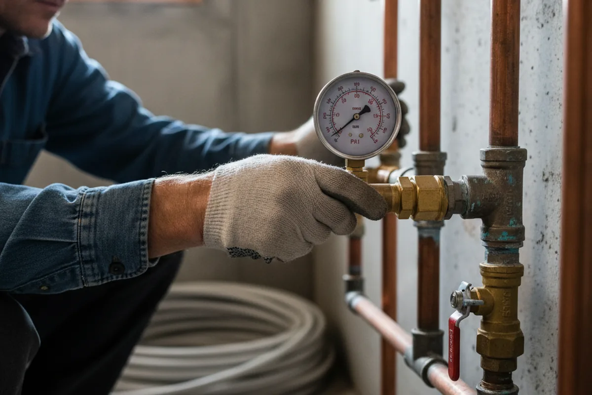 Pressure testing a repaired line during Water Line Repair in New Market